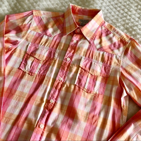 Guess Shirt Women’s S Button Down Pink Plaid Pastel Western Long Sleeve Colorful - Picture 2 of 8